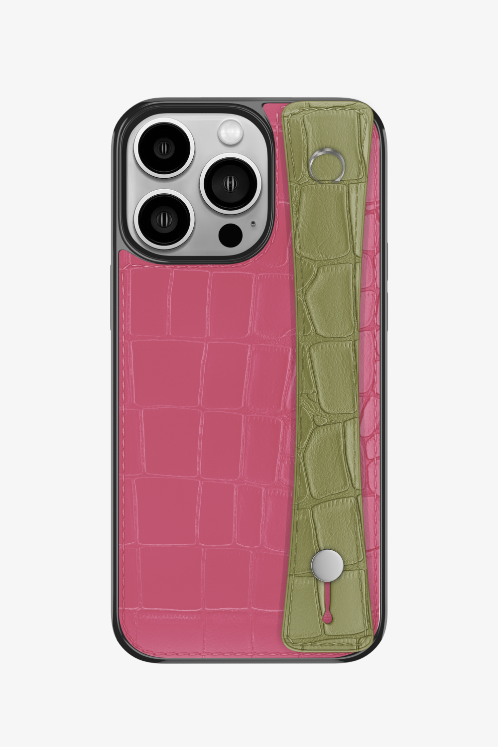 Alligator Sports Strap Case for iPhone 14 Pro - Pink / Khaki - zollofrance