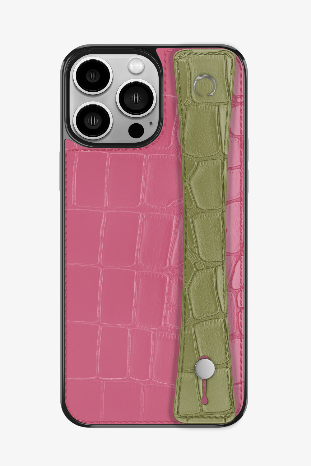 Alligator Sports Strap Case for iPhone 15 Pro Max - Pink / Khaki - zollofrance
