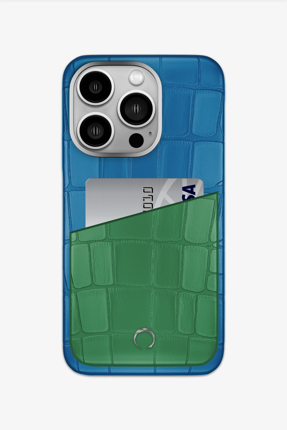 Alligator Pocket Case for iPhone 15 Pro - Blue Lagoon / Green Emerald - zollofrance