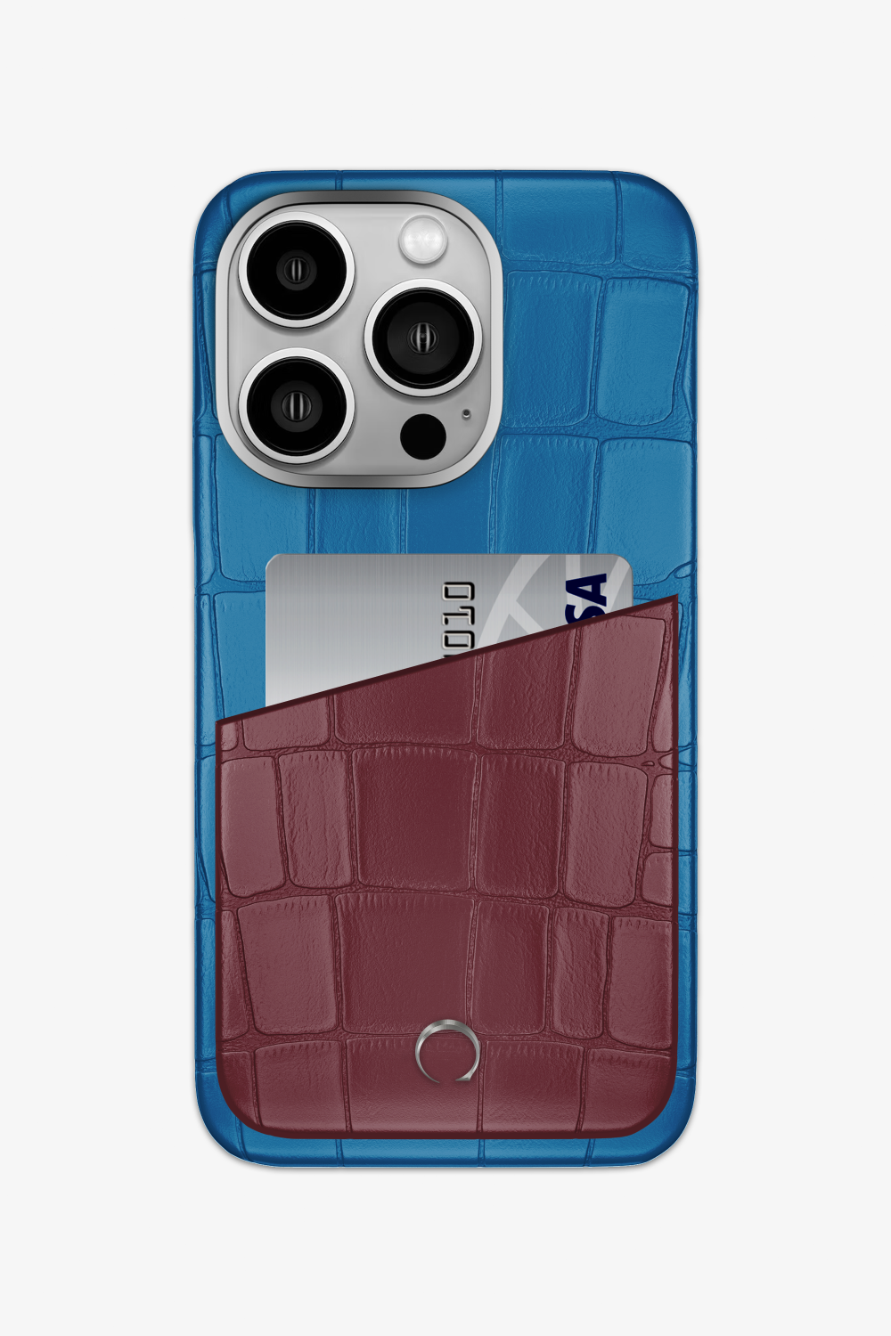 Alligator Pocket Case for iPhone 15 Pro - Blue Lagoon / Burgundy - zollofrance
