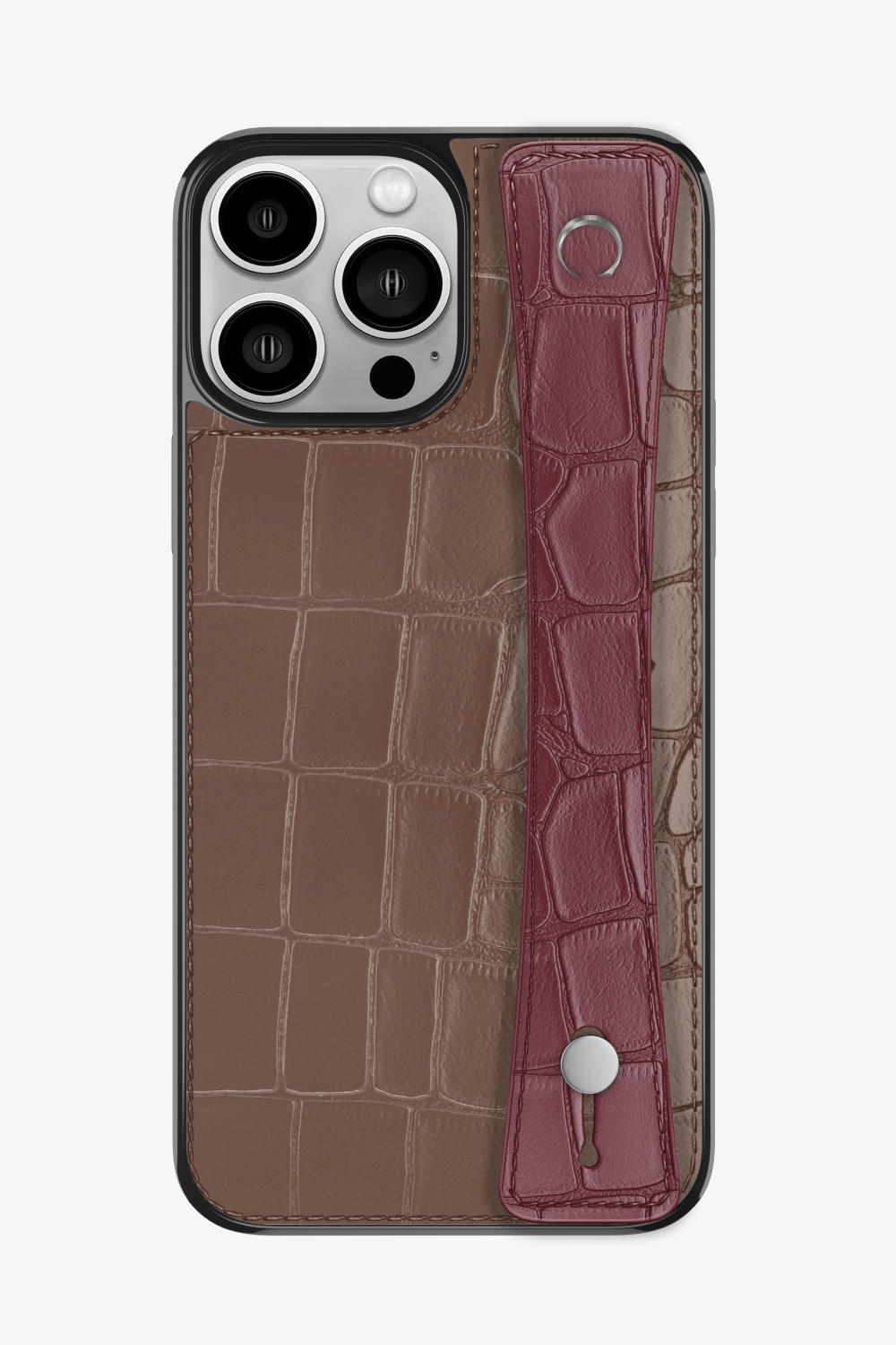 Alligator Sports Strap Case for iPhone 14 Pro Max - Cocoa / Burgundy - zollofrance