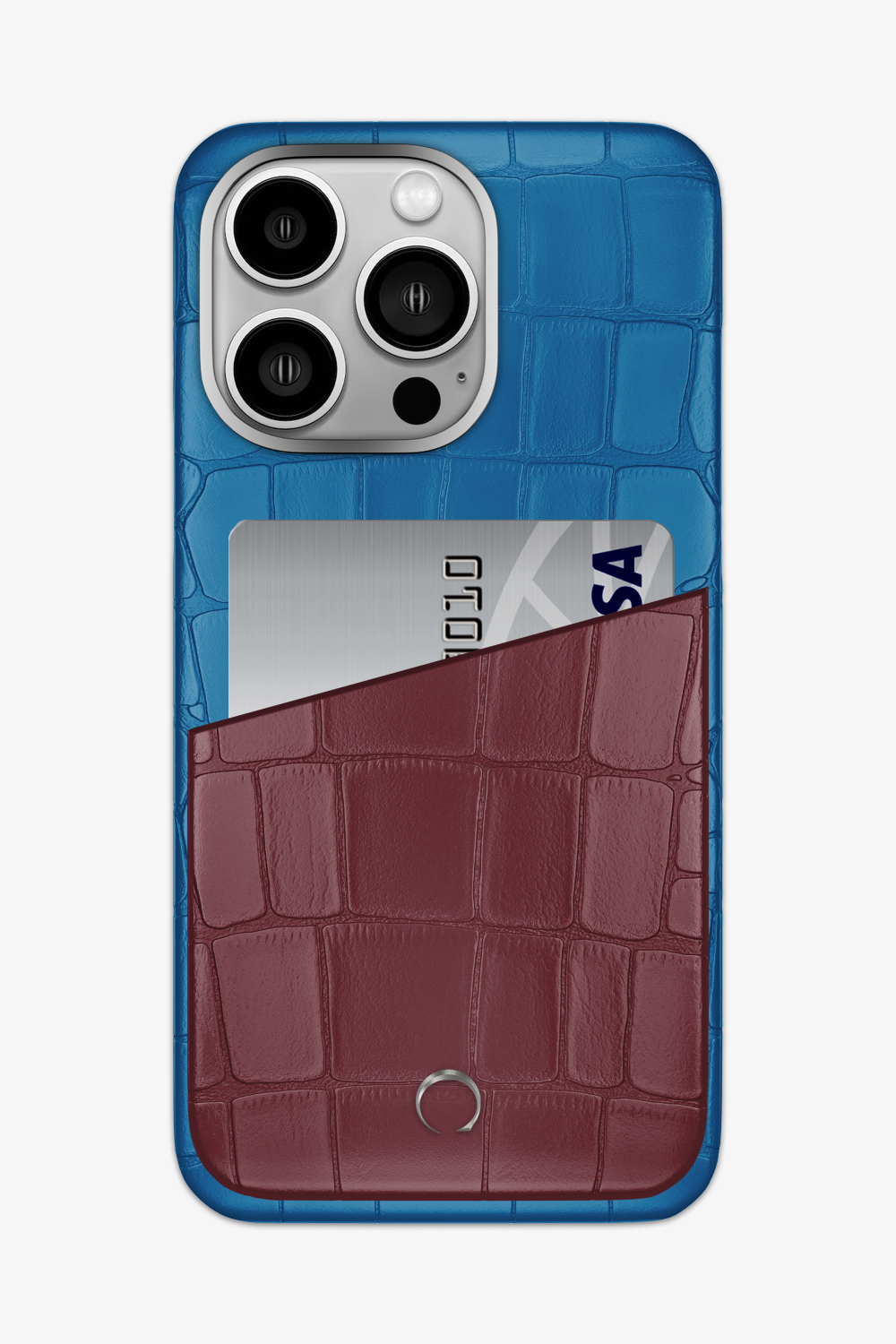 Alligator Pocket Case for iPhone 15 Pro Max - Blue Lagoon / Burgundy - zollofrance