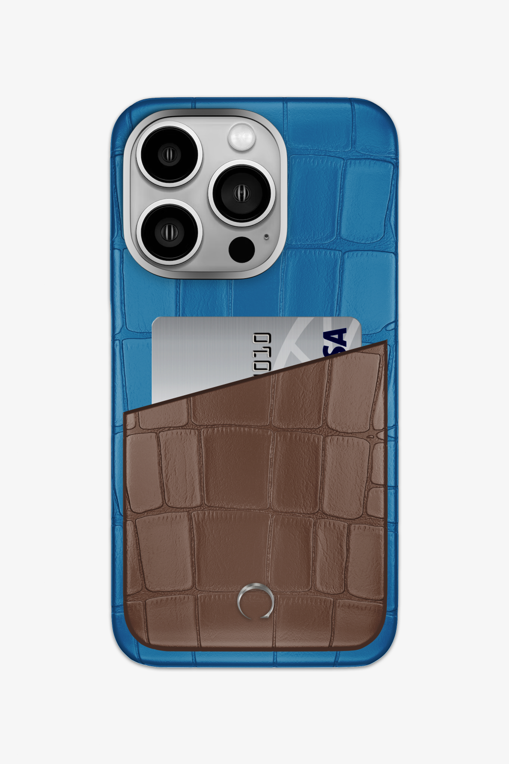 Alligator Pocket Case for iPhone 14 Pro - Blue Lagoon / Cocoa - zollofrance