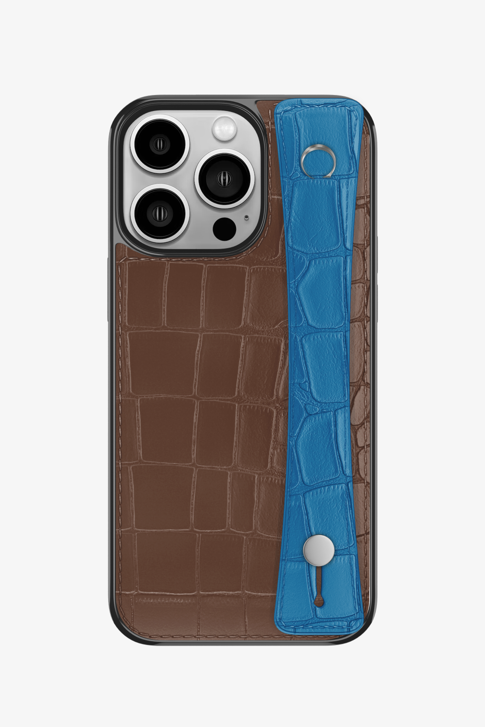 Alligator Sports Strap Case for iPhone 14 Pro - Cocoa / Blue Lagoon - zollofrance