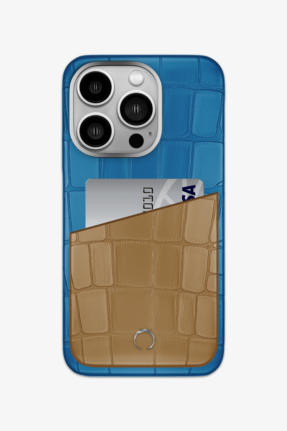 Alligator Pocket Case for iPhone 15 Pro - Blue Lagoon / Latte - zollofrance
