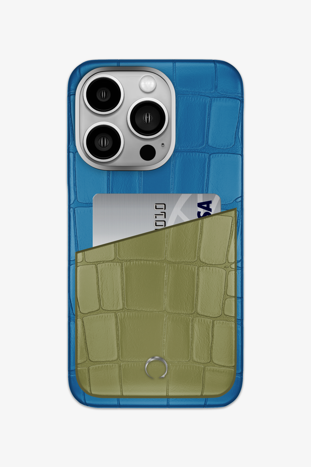 Alligator Pocket Case for iPhone 15 Pro - Blue Lagoon / Khaki - zollofrance