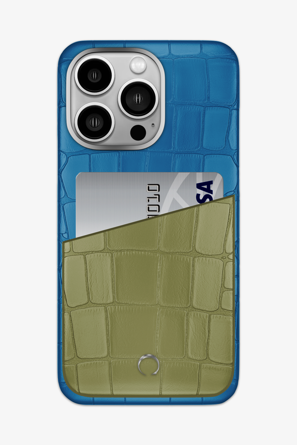 Alligator Pocket Case for iPhone 15 Pro Max - Blue Lagoon / Khaki - zollofrance