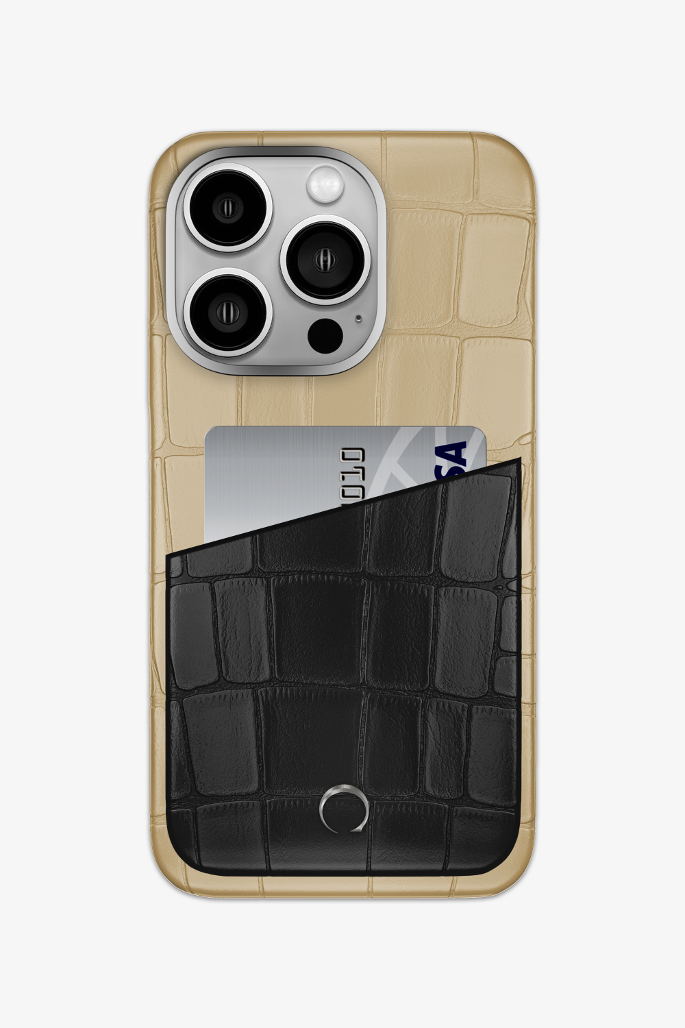 Alligator Pocket Case for iPhone 15 Pro - Vanilla / Black - zollofrance