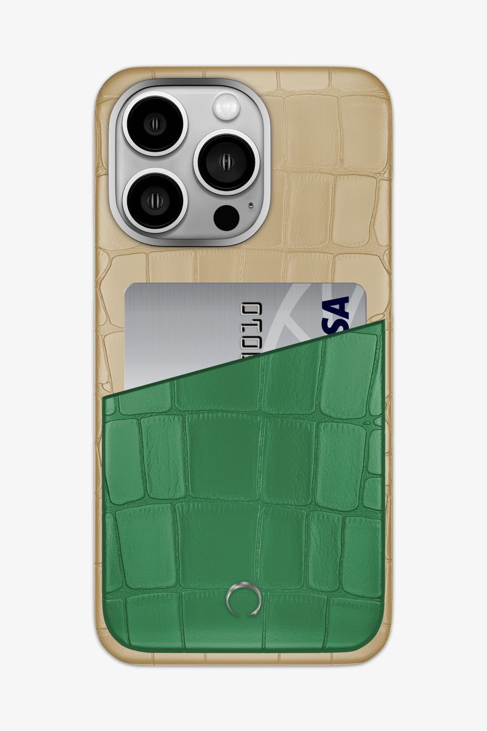 Alligator Pocket Case for iPhone 14 Pro Max - Vanilla / Green Emerald - zollofrance