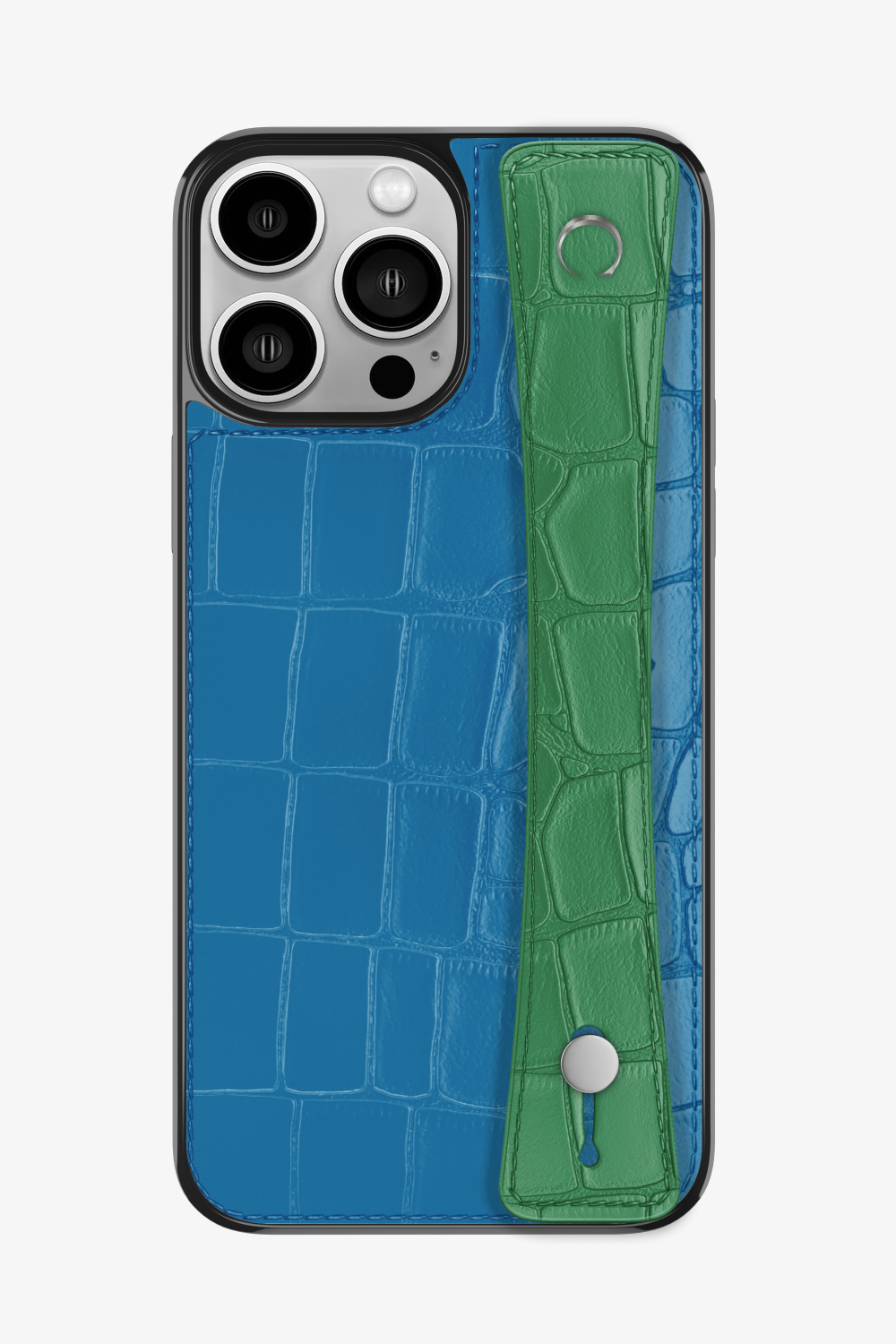 Alligator Sports Strap Case for iPhone 15 Pro Max - Blue Lagoon / Green Emerald - zollofrance