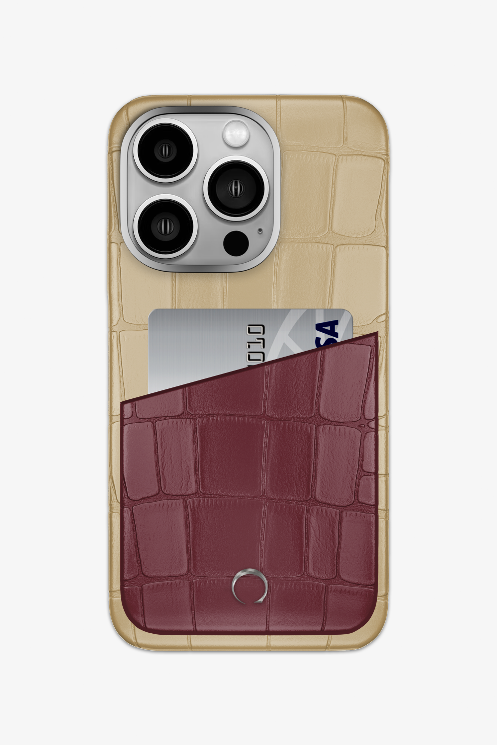 Alligator Pocket Case for iPhone 14 Pro - Vanilla / Burgundy - zollofrance
