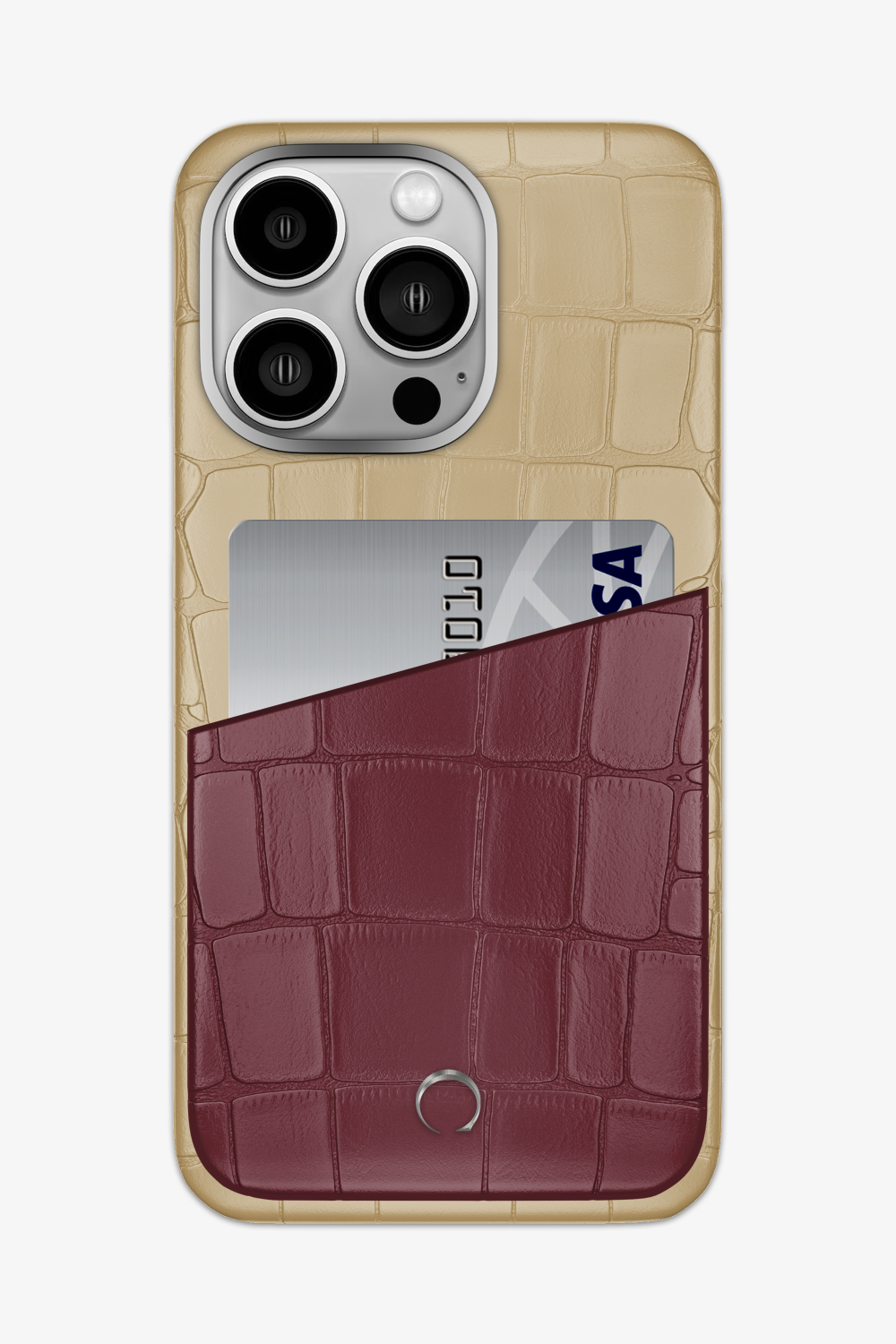 Alligator Pocket Case for iPhone 15 Pro Max - Vanilla / Burgundy - zollofrance