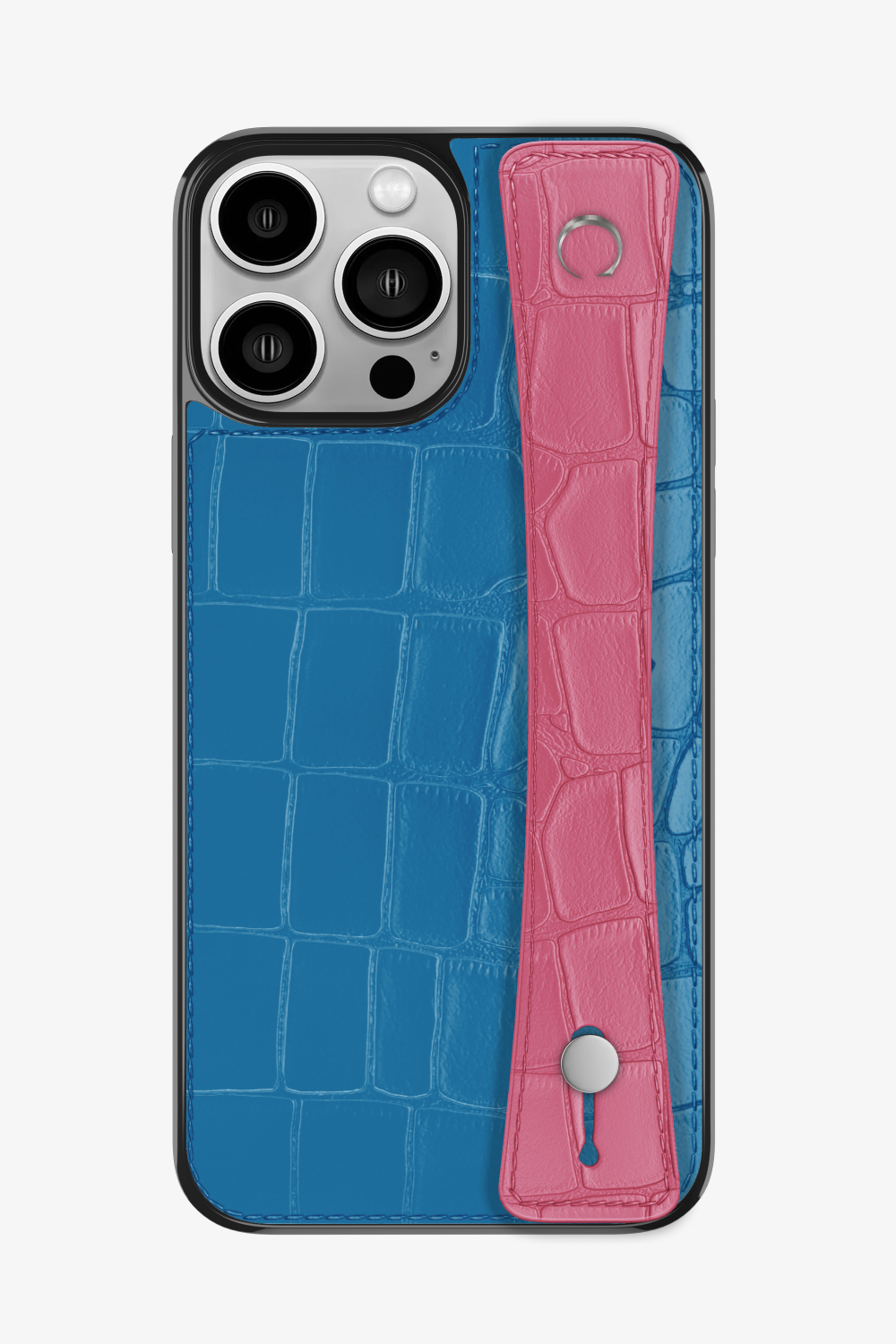 Alligator Sports Strap Case for iPhone 15 Pro Max - Blue Lagoon / Pink - zollofrance