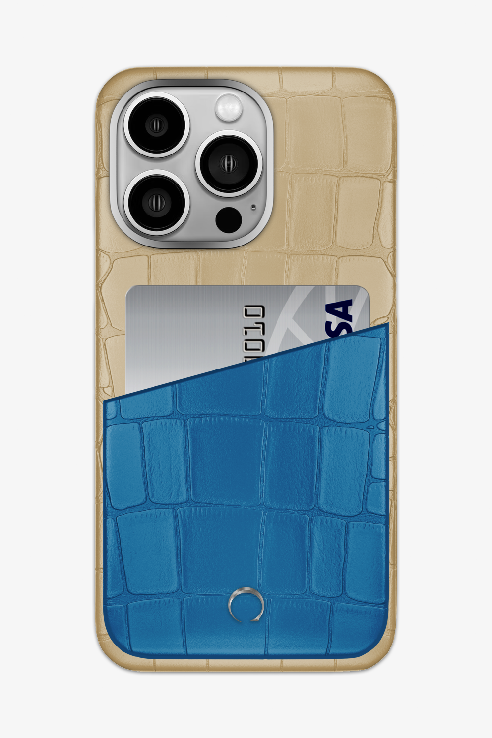 Alligator Pocket Case for iPhone 14 Pro Max - Vanilla / Blue Lagoon - zollofrance