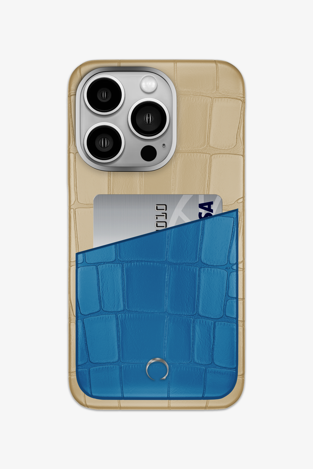 Alligator Pocket Case for iPhone 15 Pro - Vanilla / Blue Lagoon - zollofrance