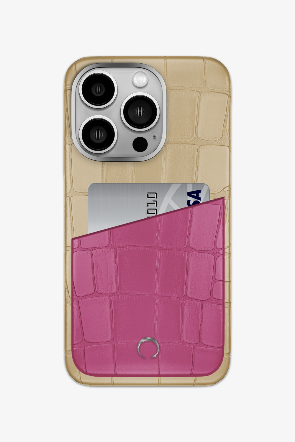 Alligator Pocket Case for iPhone 15 Pro - Vanilla / Pink Fuchsia - zollofrance