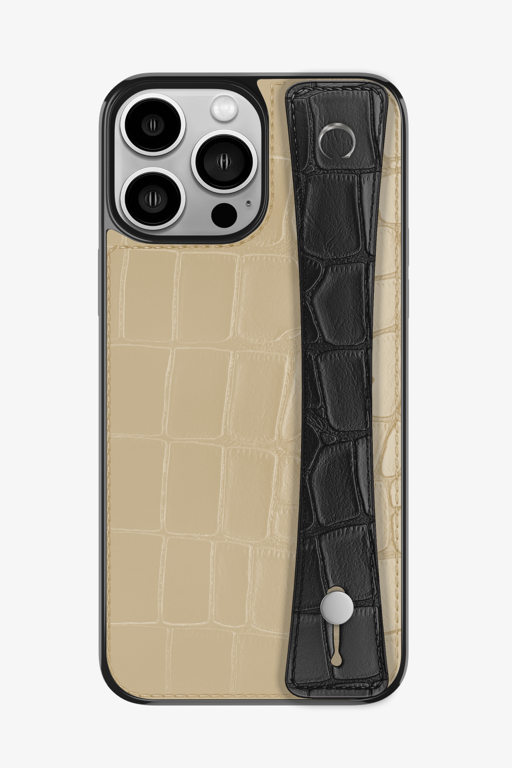 Alligator Sports Strap Case for iPhone 15 Pro Max - Vanilla / Black - zollofrance