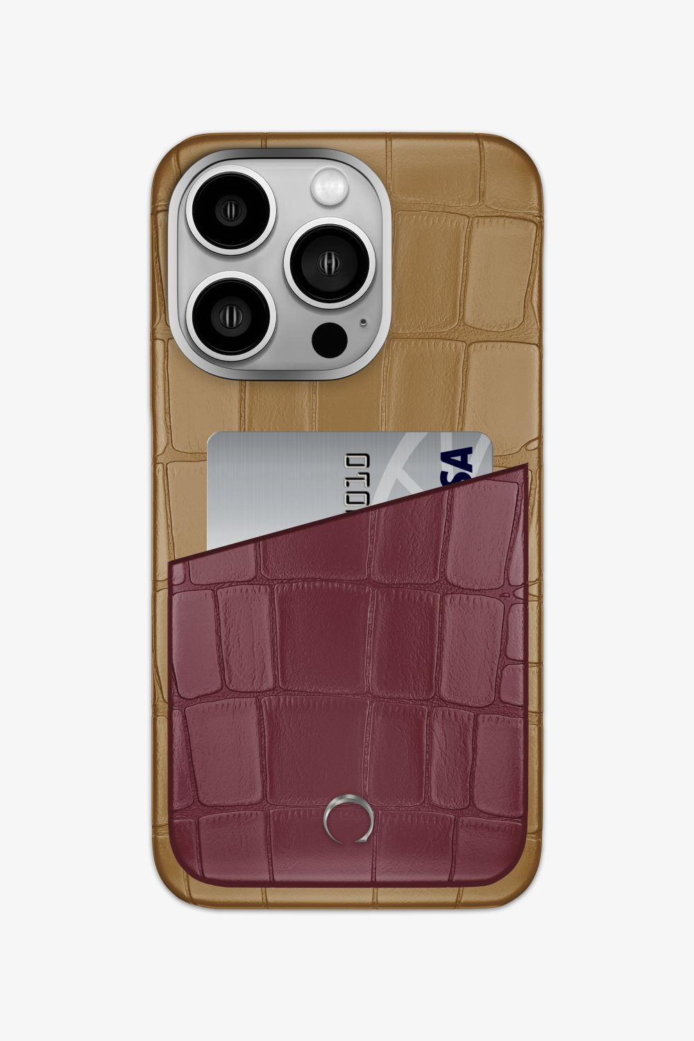 Alligator Pocket Case for iPhone 15 Pro - Latte / Burgundy - zollofrance