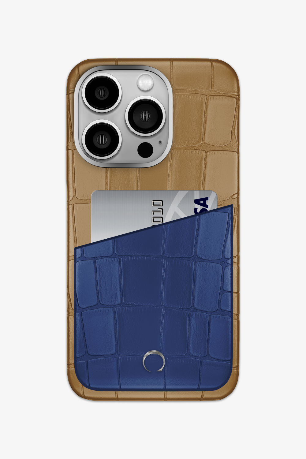 Alligator Pocket Case for iPhone 15 Pro - Latte / Navy Blue - zollofrance