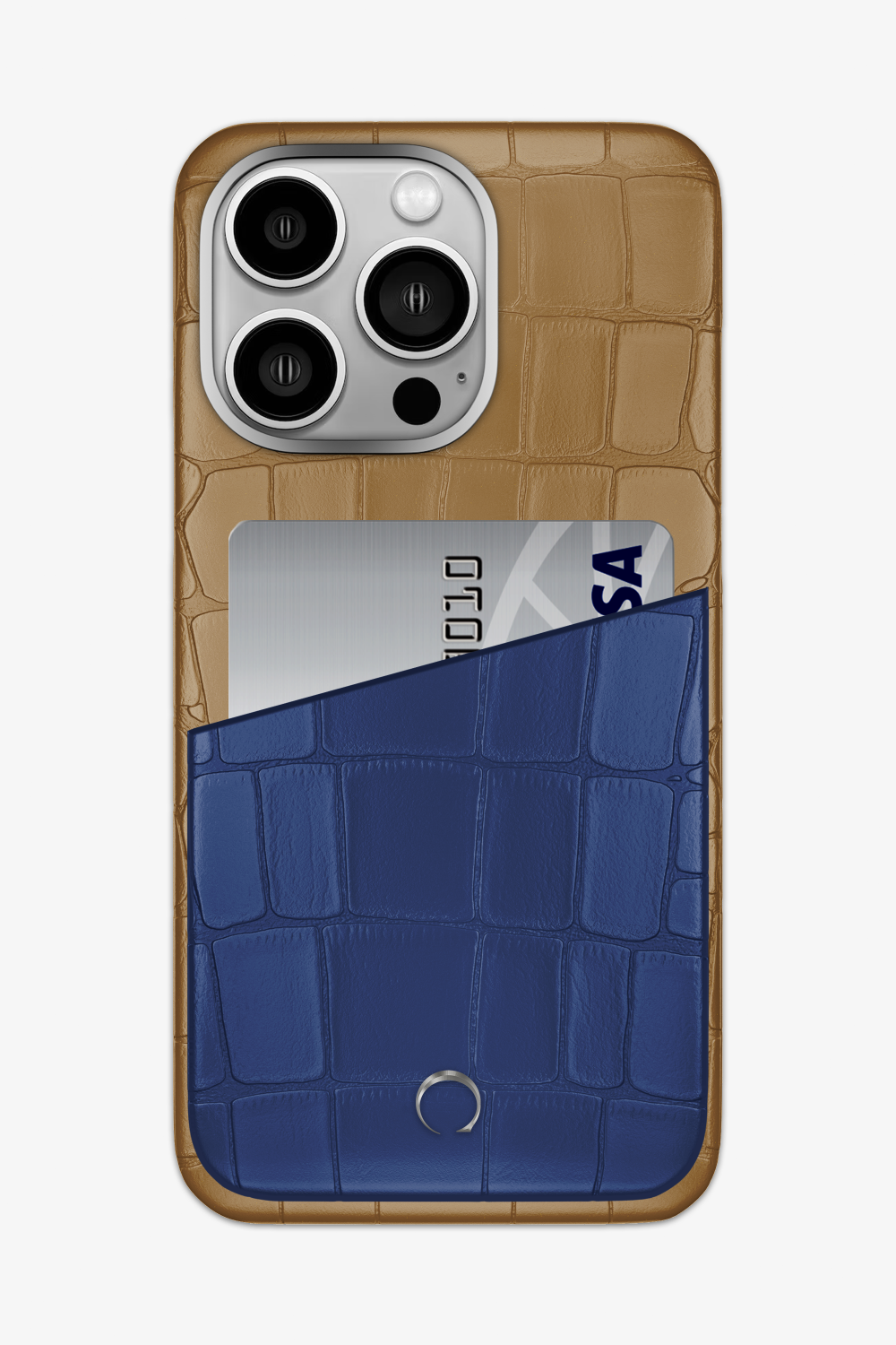 Alligator Pocket Case for iPhone 15 Pro Max - Latte / Navy Blue - zollofrance