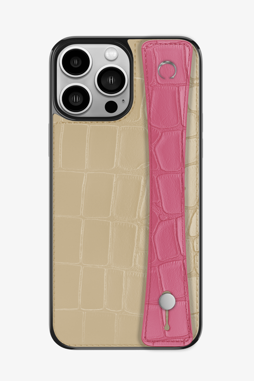 Alligator Sports Strap Case for iPhone 15 Pro Max - Vanilla / Pink - zollofrance