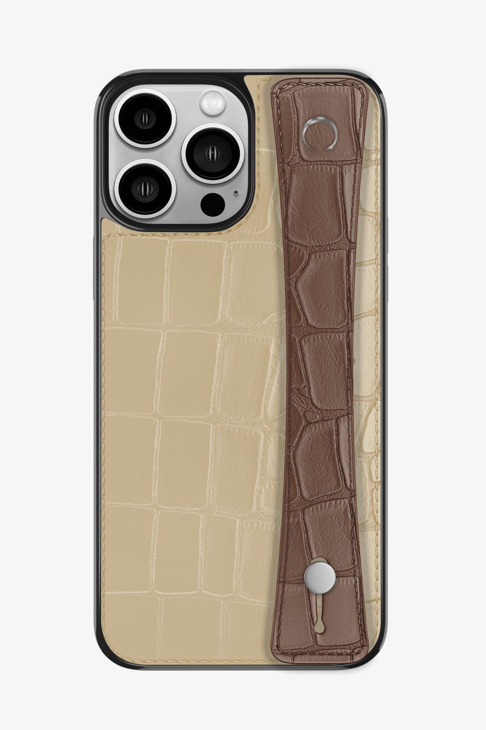 Alligator Sports Strap Case for iPhone 15 Pro Max - Vanilla / Cocoa - zollofrance