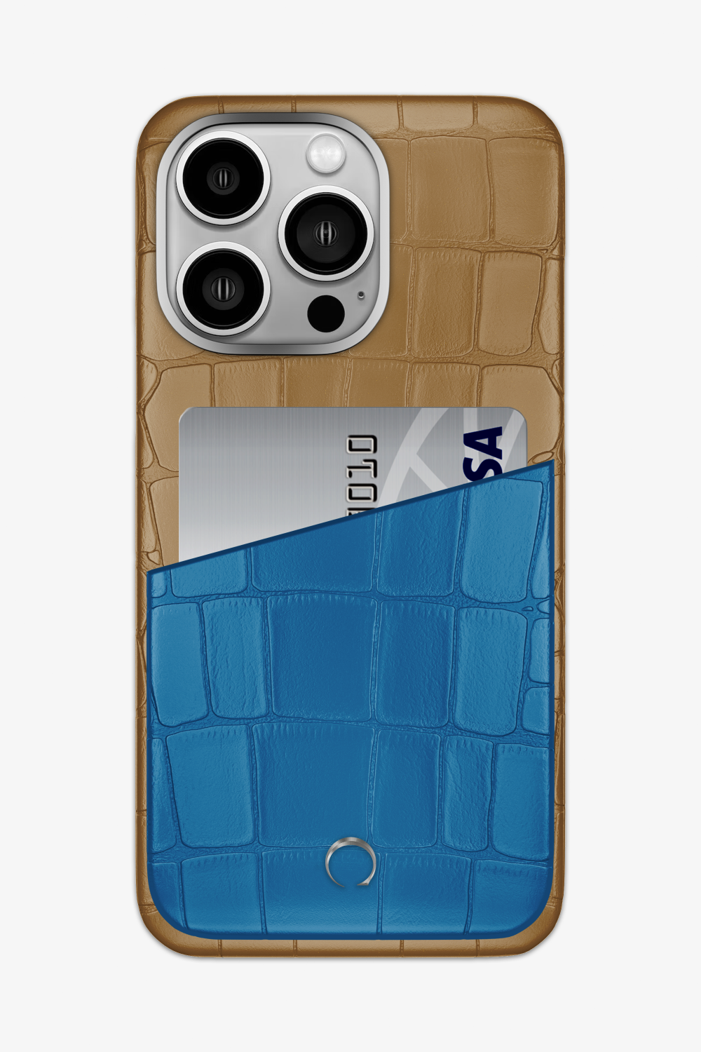 Alligator Pocket Case for iPhone 15 Pro Max - Latte / Blue Lagoon - zollofrance