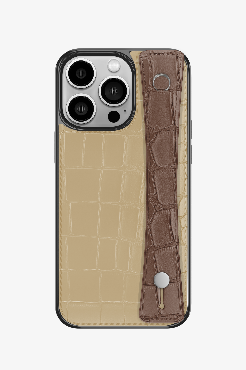 Alligator Sports Strap Case for iPhone 14 Pro - Vanilla / Cocoa - zollofrance