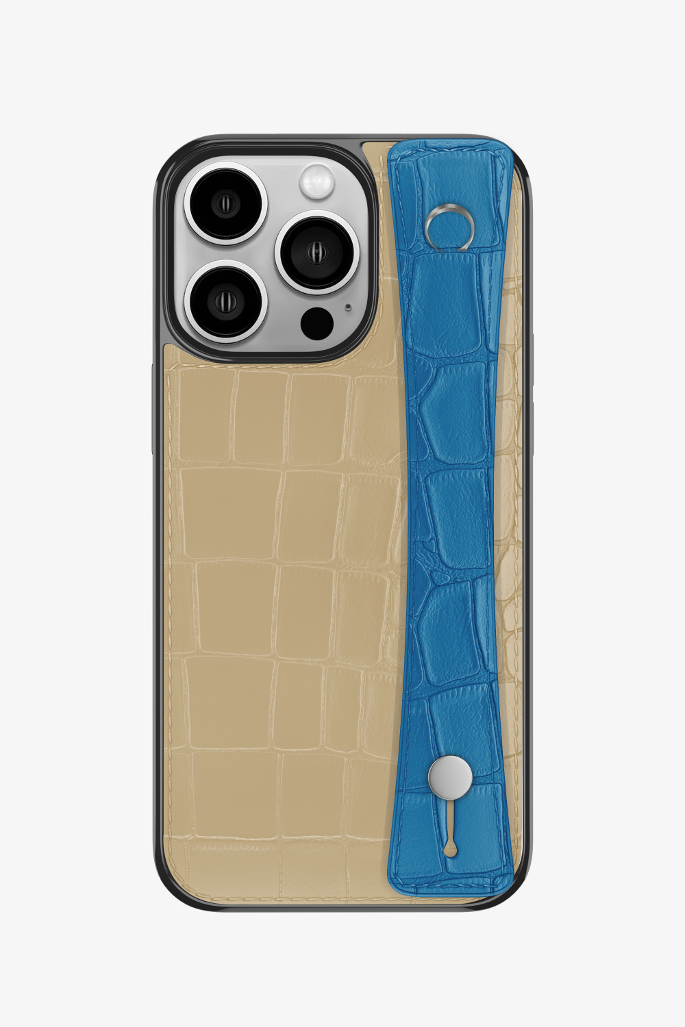 Alligator Sports Strap Case for iPhone 14 Pro - Vanilla / Blue Lagoon - zollofrance