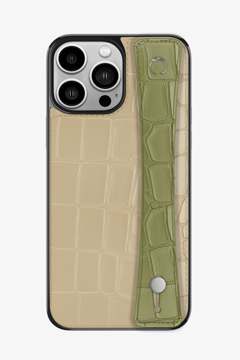 Alligator Sports Strap Case for iPhone 15 Pro Max - Vanilla / Khaki - zollofrance