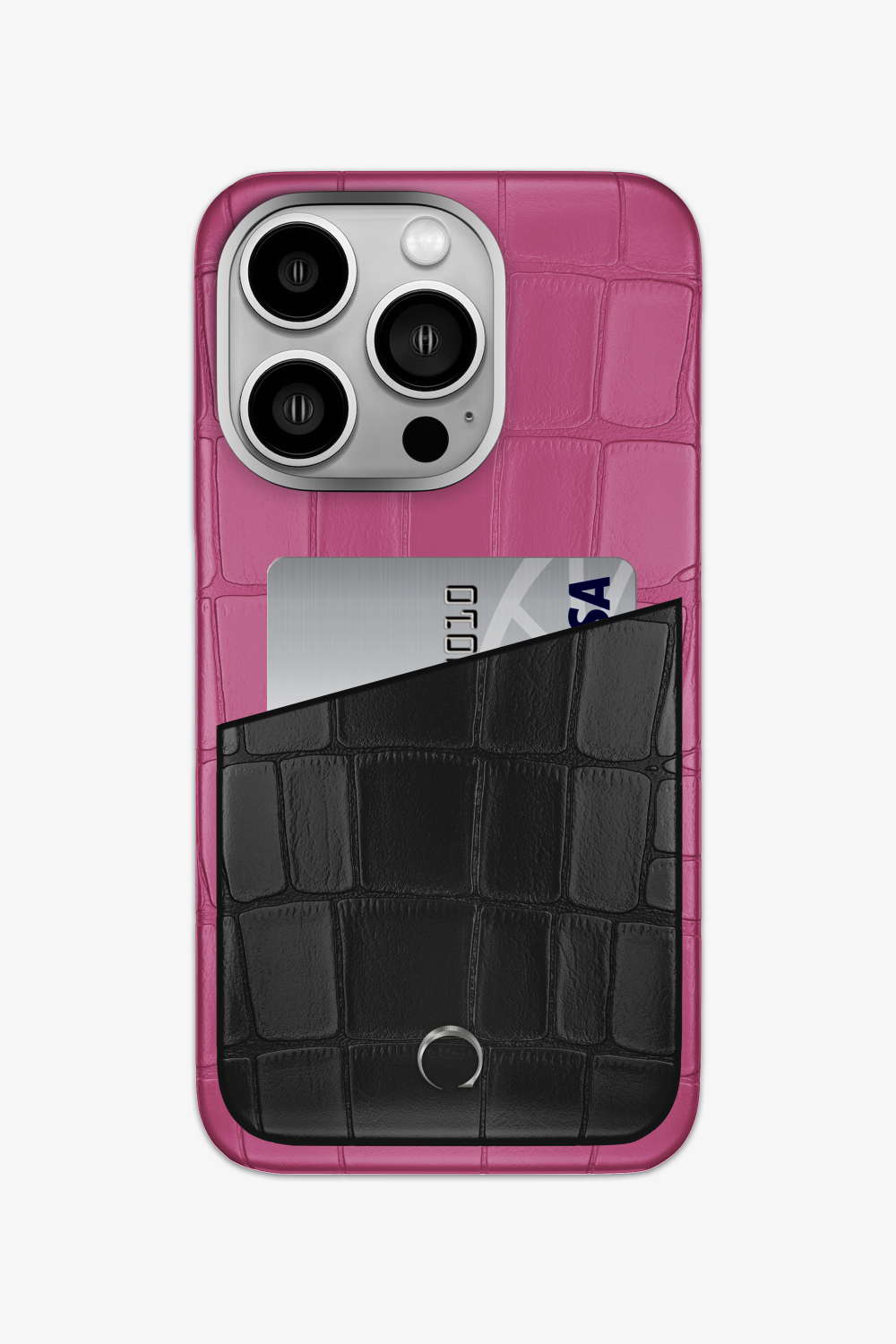 Alligator Pocket Case for iPhone 14 Pro - Pink Fuchsia / Black - zollofrance