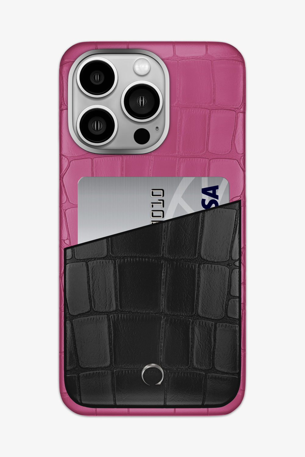 Alligator Pocket Case for iPhone 15 Pro Max - Pink Fuchsia / Black - zollofrance