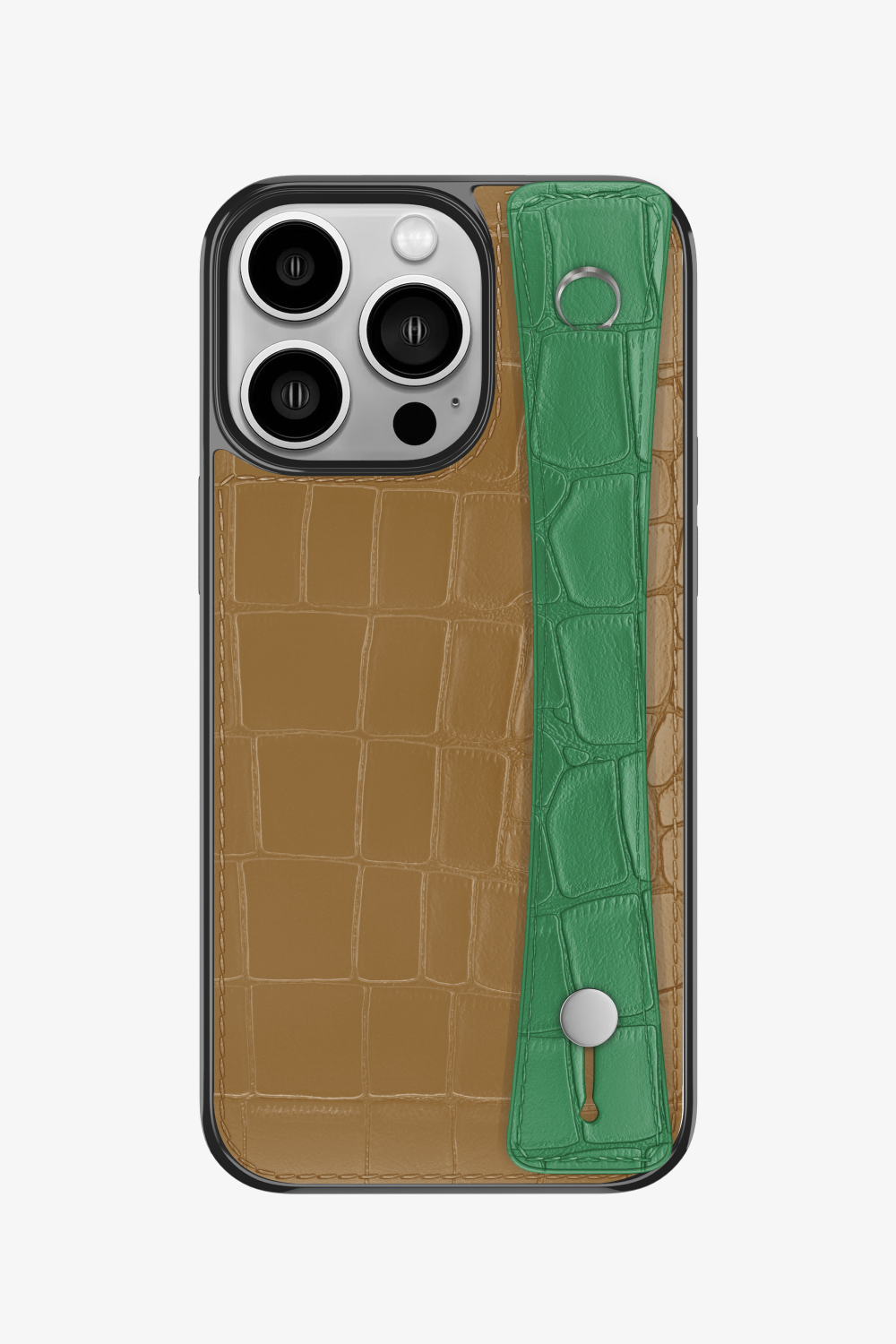Alligator Sports Strap Case for iPhone 14 Pro - Latte / Green Emerald - zollofrance