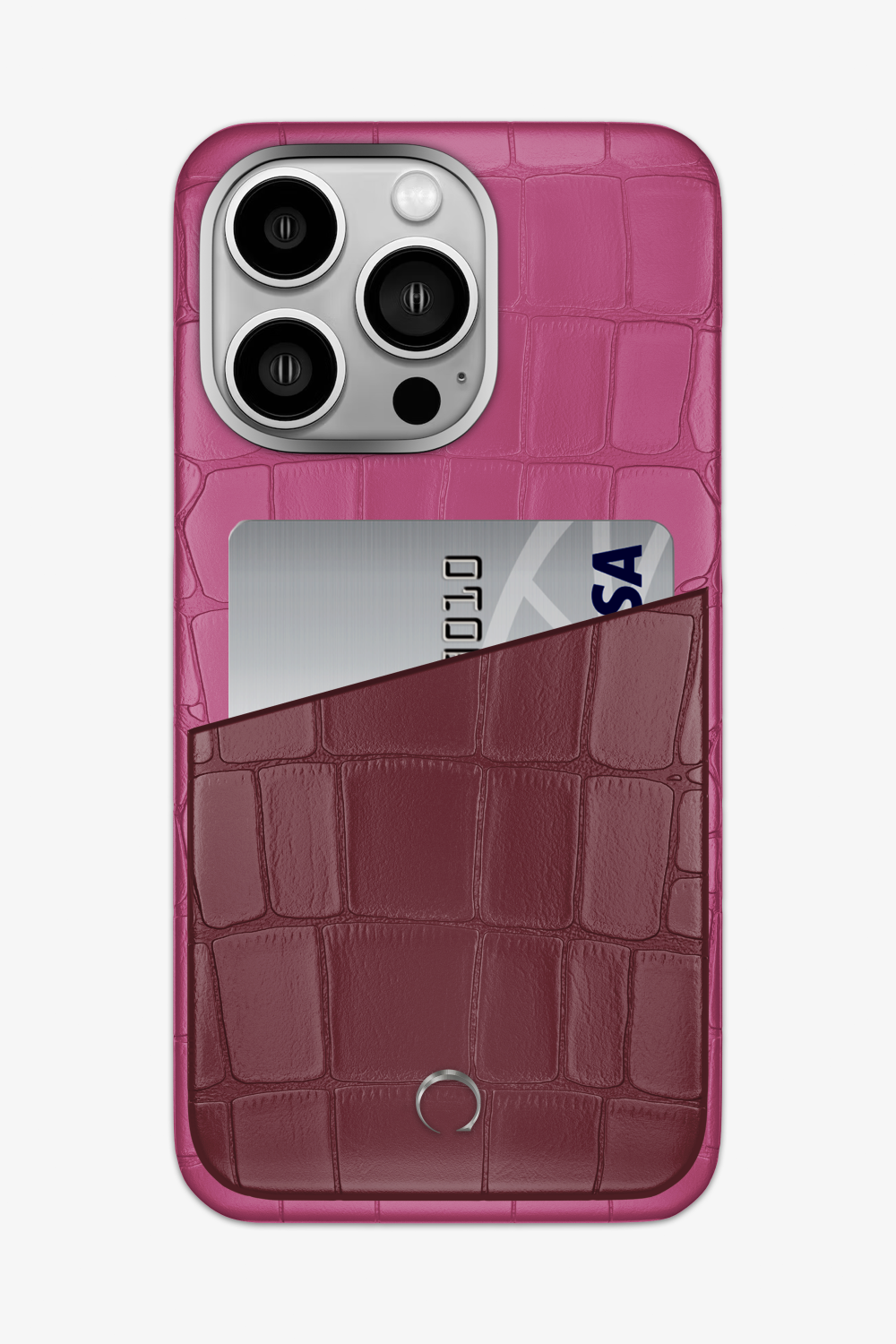 Alligator Pocket Case for iPhone 14 Pro Max - Pink Fuchsia / Burgundy - zollofrance