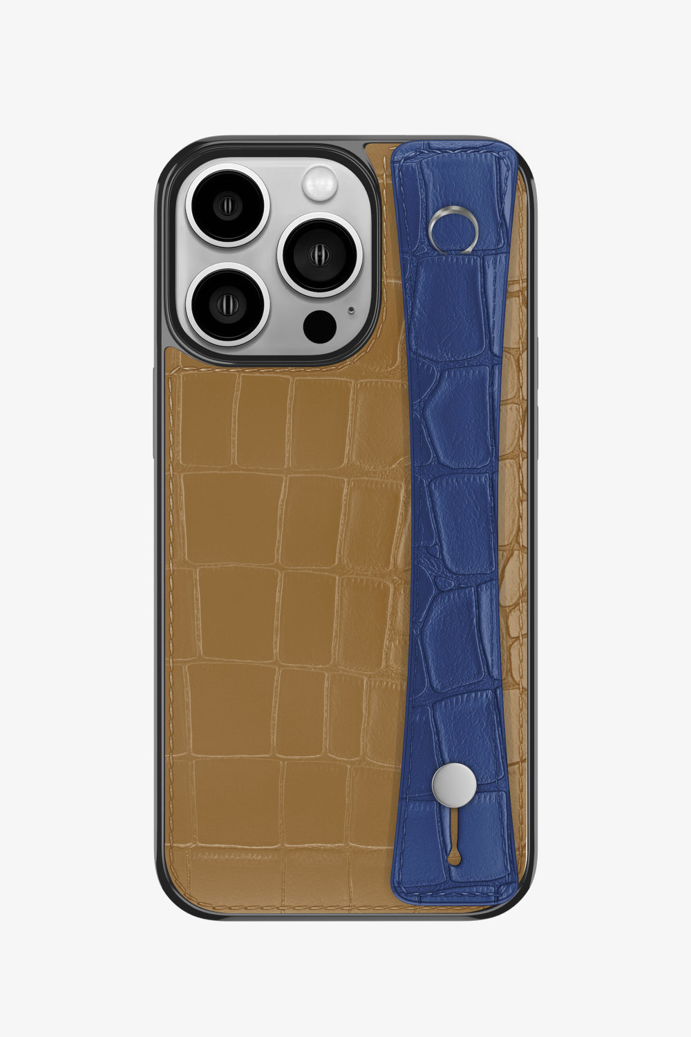 Alligator Sports Strap Case for iPhone 14 Pro - Latte / Navy Blue - zollofrance