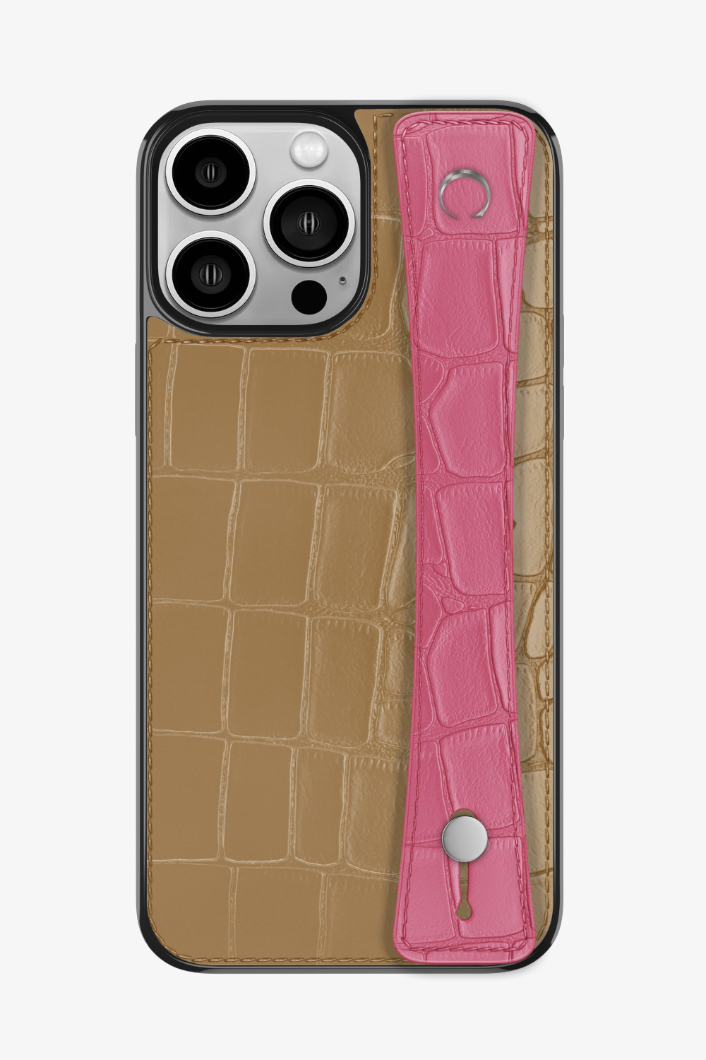 Alligator Sports Strap Case for iPhone 14 Pro Max - Latte / Pink - zollofrance