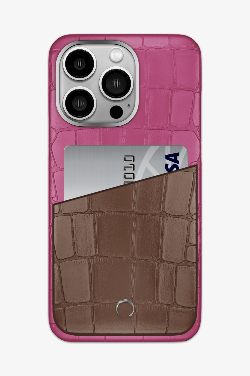 Alligator Pocket Case for iPhone 15 Pro Max - Pink Fuchsia / Cocoa - zollofrance
