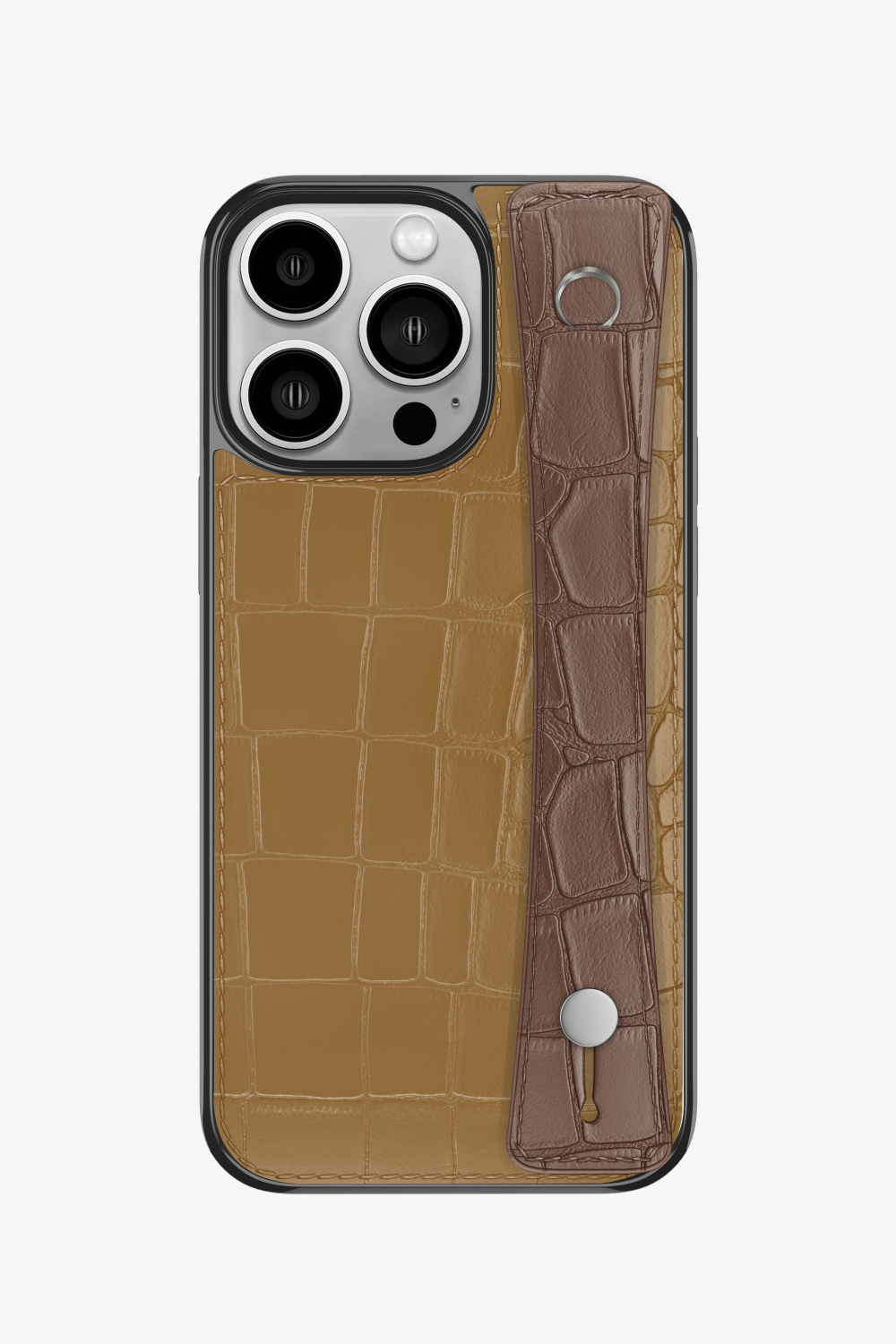 Alligator Sports Strap Case for iPhone 14 Pro - Latte / Cocoa - zollofrance