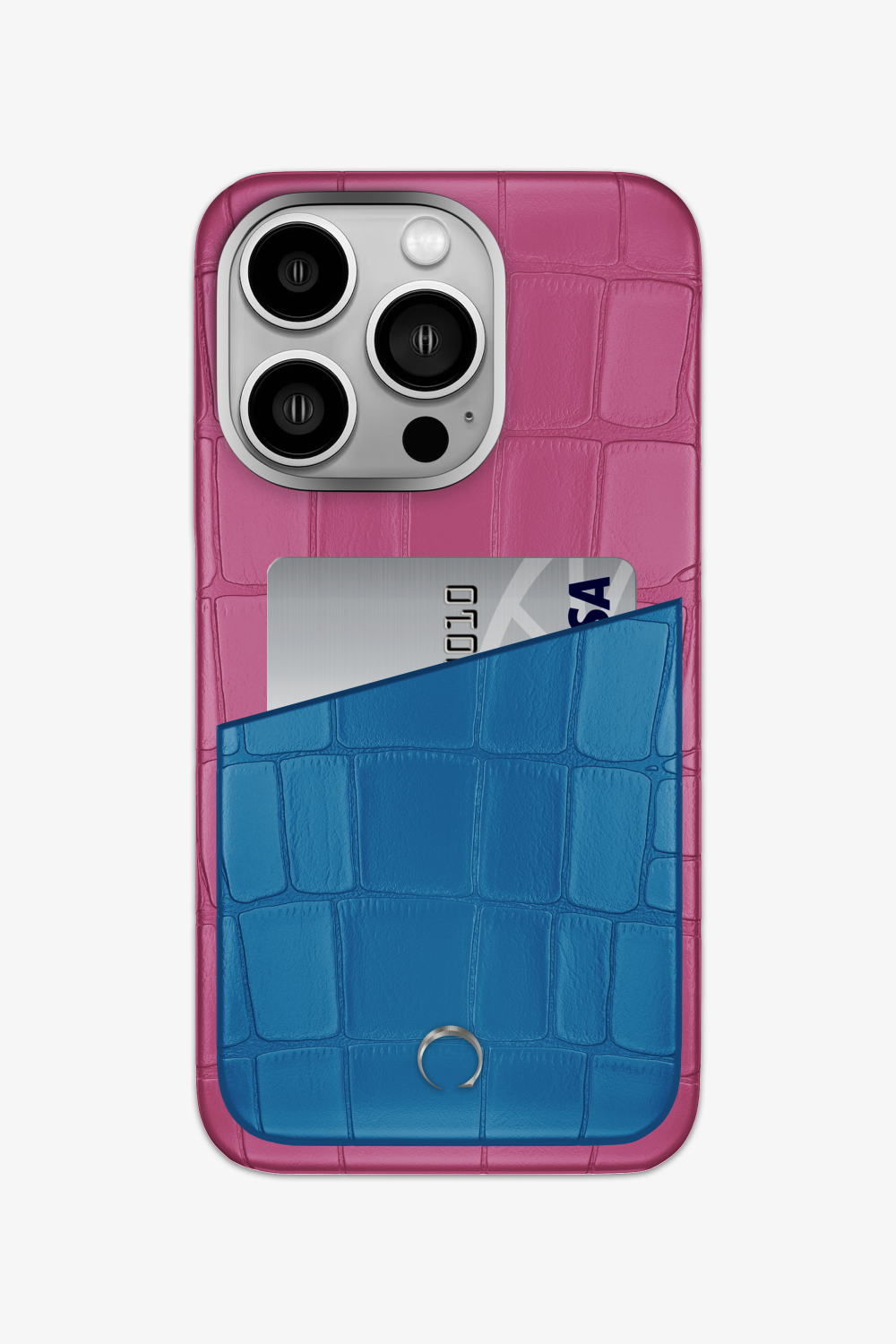 Alligator Pocket Case for iPhone 14 Pro - Pink Fuchsia / Blue Lagoon - zollofrance