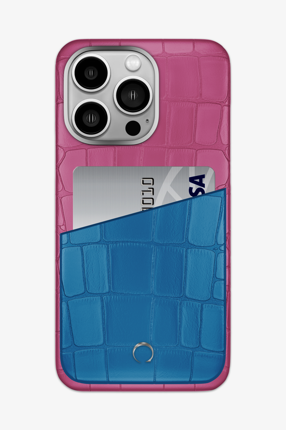 Alligator Pocket Case for iPhone 14 Pro Max - Pink Fuchsia / Blue Lagoon - zollofrance