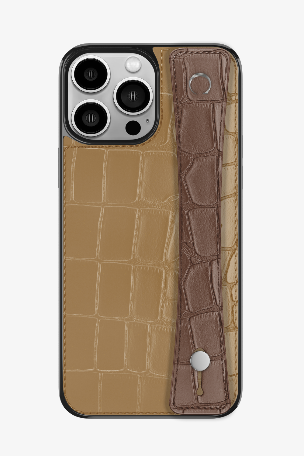 Alligator Sports Strap Case for iPhone 14 Pro Max - Latte / Cocoa - zollofrance