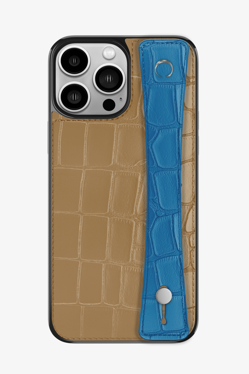 Alligator Sports Strap Case for iPhone 15 Pro Max - Latte / Blue Lagoon - zollofrance
