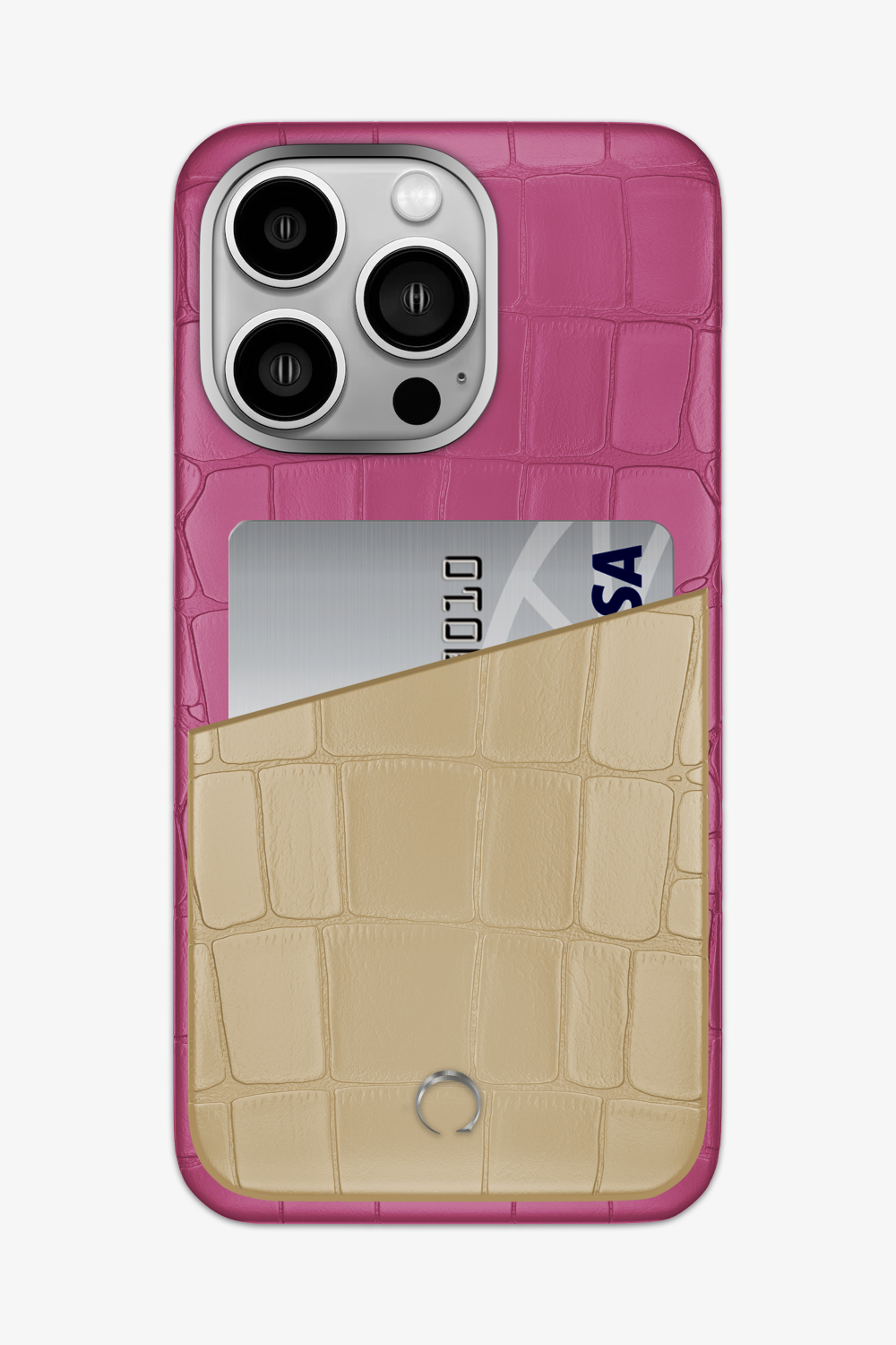 Alligator Pocket Case for iPhone 14 Pro Max - Pink Fuchsia / Vanilla - zollofrance