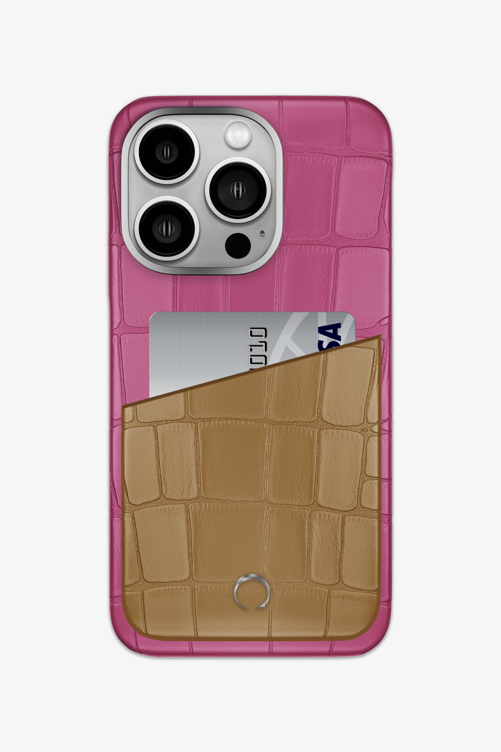 Alligator Pocket Case for iPhone 15 Pro - Pink Fuchsia / Latte - zollofrance