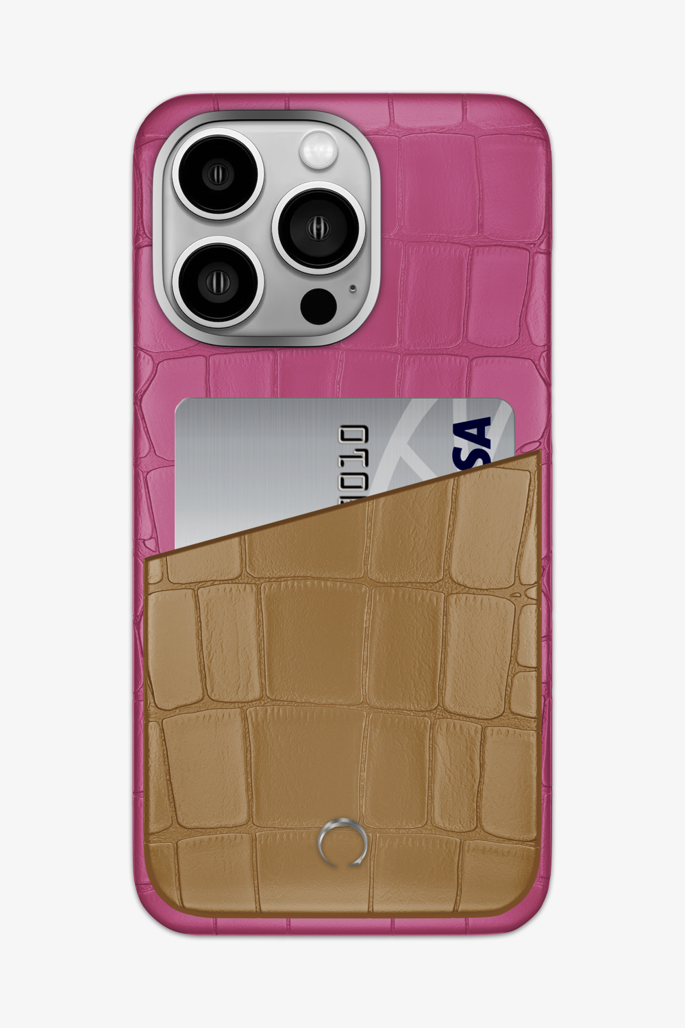 Alligator Pocket Case for iPhone 15 Pro Max - Pink Fuchsia / Latte - zollofrance
