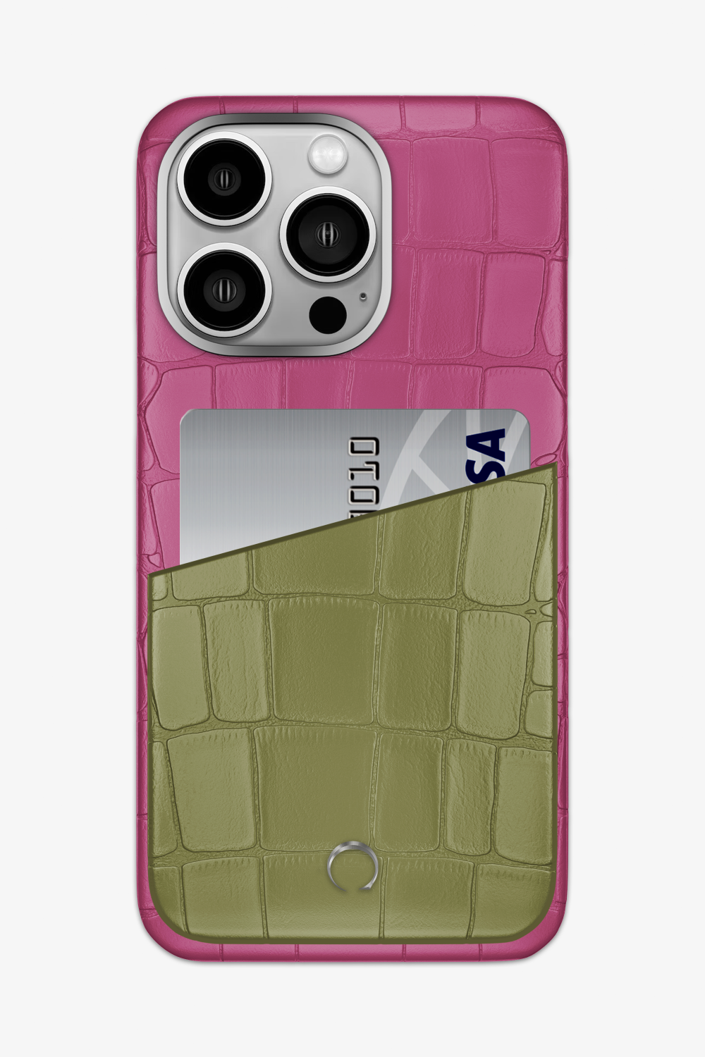 Alligator Pocket Case for iPhone 15 Pro Max - Pink Fuchsia / Khaki - zollofrance