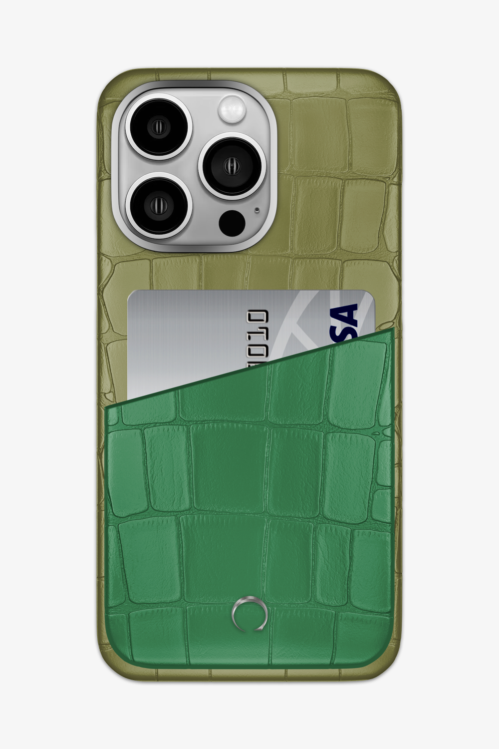 Alligator Pocket Case for iPhone 15 Pro Max - Khaki / Green Emerald - zollofrance