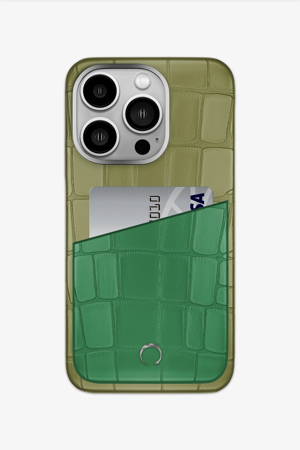 Alligator Pocket Case for iPhone 15 Pro - Khaki / Green Emerald - zollofrance