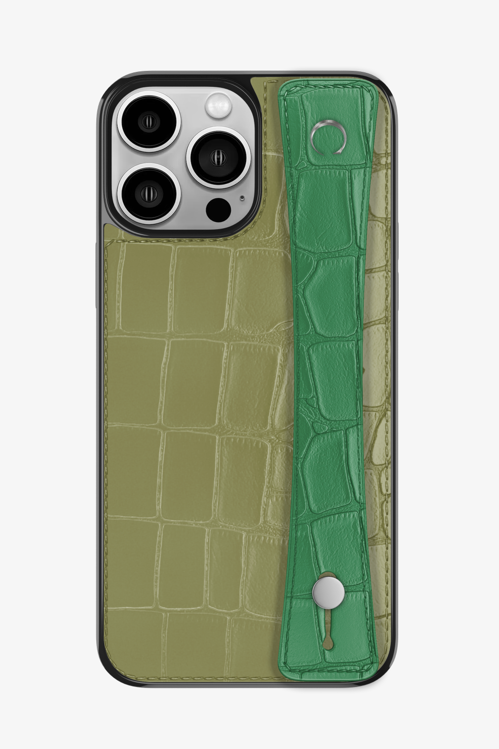 Alligator Sports Strap Case for iPhone 15 Pro Max - Khaki / Green Emerald - zollofrance