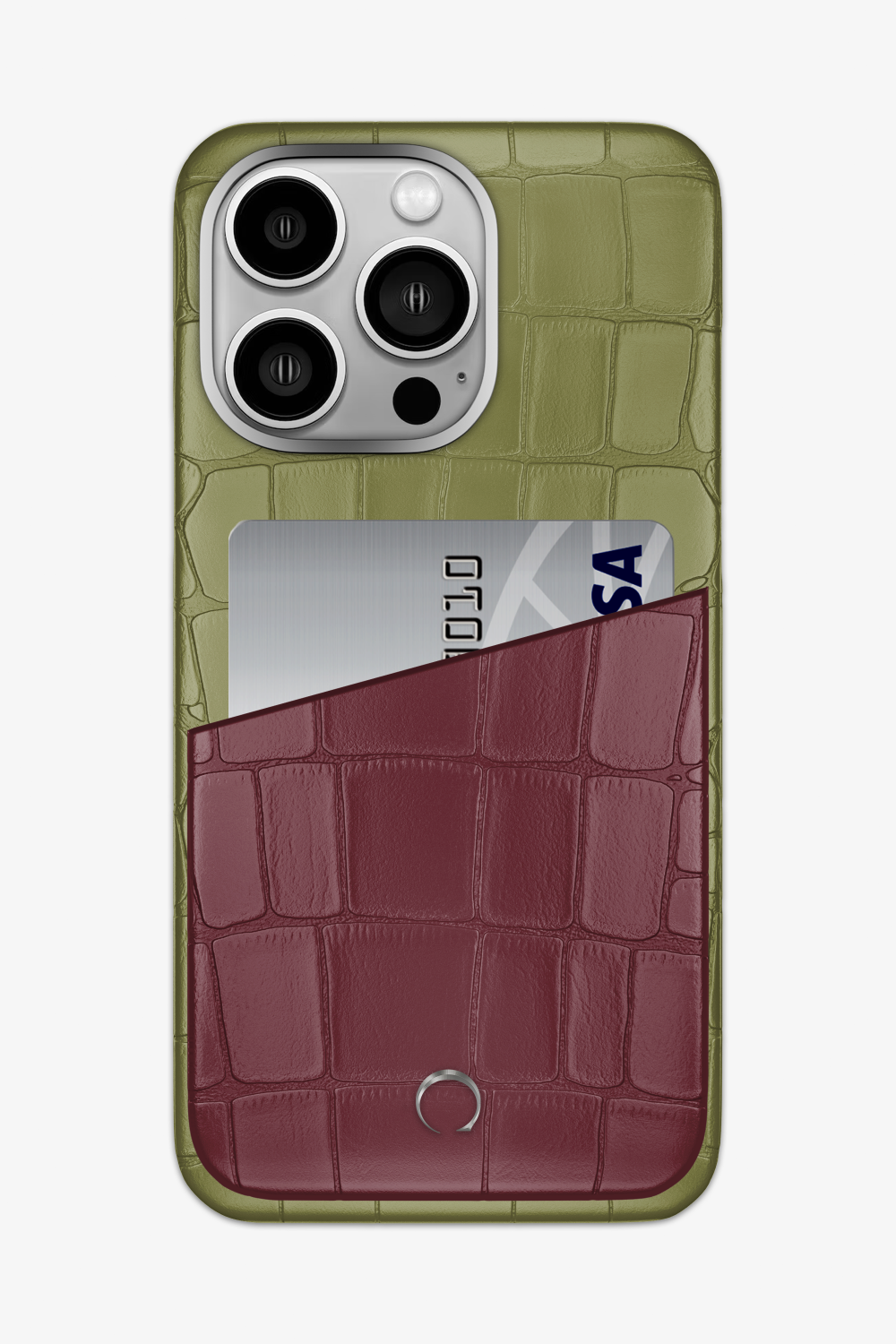 Alligator Pocket Case for iPhone 14 Pro Max - Khaki / Burgundy - zollofrance